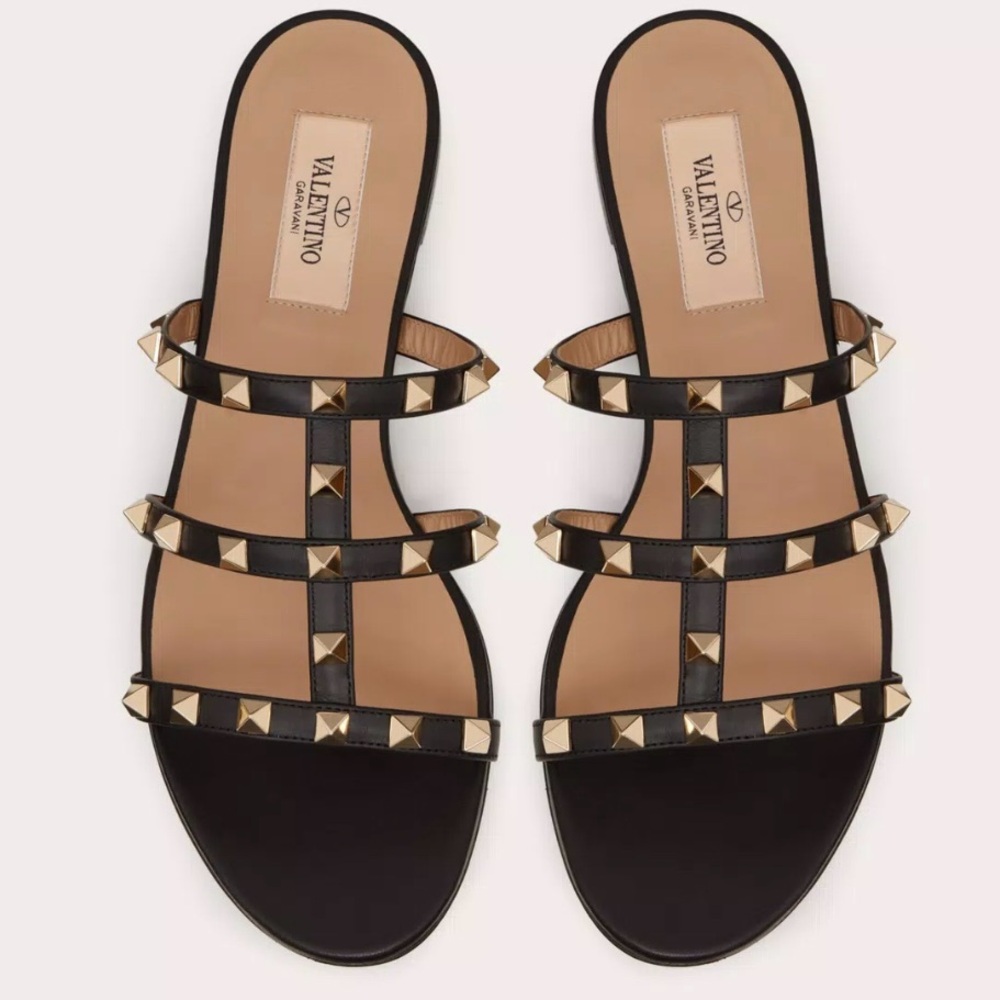 Valentino ROCKSTUD FLAT SLIDE SANDAL
